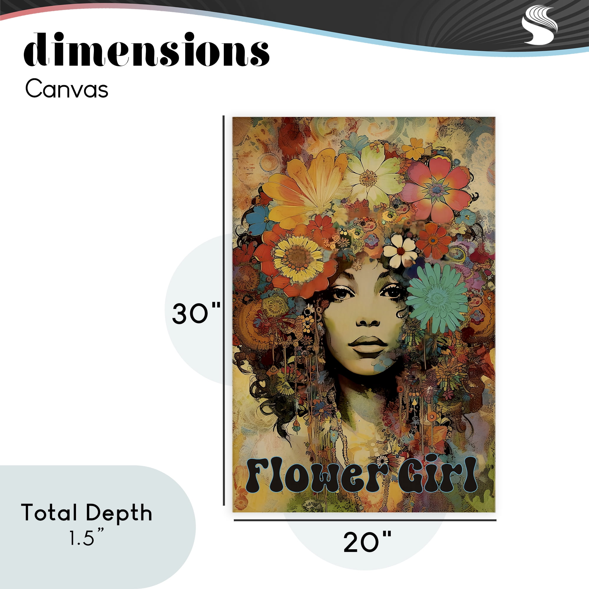 Bohemian Flower Girl Canvas Wall Art, design by Sasha