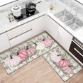 thumbnail image 2 of Fall Thanksgiving Pumpkin Kitchen Rugs Set of 2,Eucalyptus Buffalo Plaid Farmhouse Floor Mats and Rugs Non Skid Washable for Kitchen Home Decor (Pink 17"x47"+17"x30"), 2 of 6