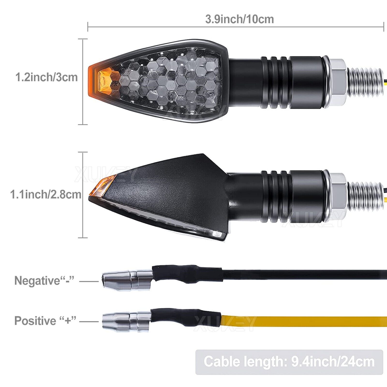 AUTOXBERT 4X Motorcycle Turn Signals Lights Indicators Bike LED Blinkers Amber 10MM Universal