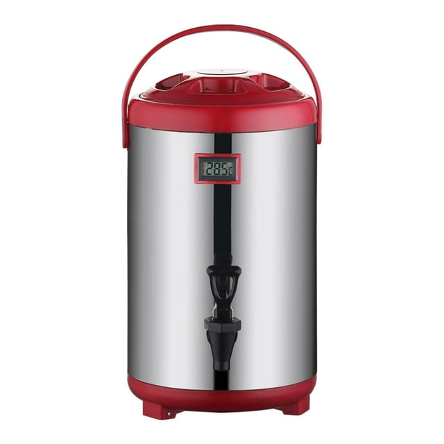 Dispensador de bebidas frías y calientes de cubo de leche con espiga, cubo de té de leche de barril aislado para sopa de café de comercial, rojo