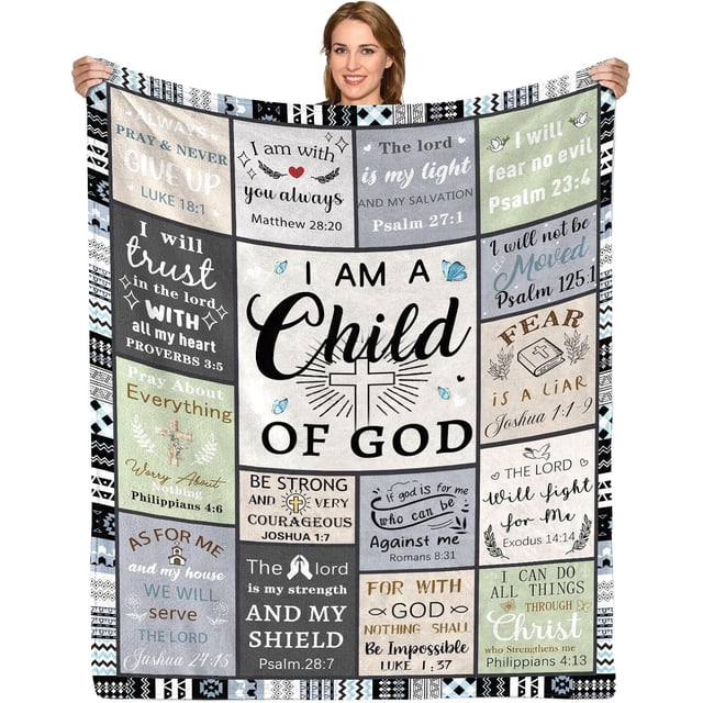 LHSHID Christian Gifts for Women Men Faith Bible Religious Gifts for Bible Verse Blanket Christian Inspirational Gifts for Women Faith Based Gifts I Am a Child of God Throw Flannel Blanket 40"x50"
