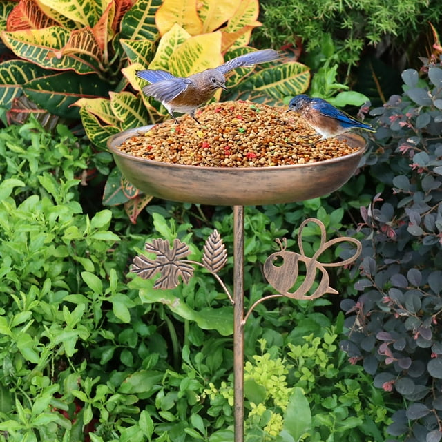 Baño para pájaros, regalo para pájaros, cuenco de agua resistente y elegante, comedero para pájaros con estaca para parque, patio, terraza al