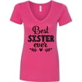 thumbnail image 3 of Inktastic Best Sister Ever Women's V-Neck T-Shirt, 3 of 5