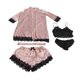 thumbnail image 2 of Pijama de encaje con bata, 4 piezas de lencería de satén para mujer, conjunto de pijama de encaje diseñado para el futuro, 2 of 9
