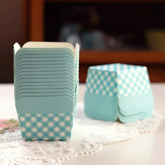 50pcs Square Lattice Baking Cup, Muffin Cup Cupcake, Disposable Desserts Box for Wedding, Birthday, Kitchen Tools