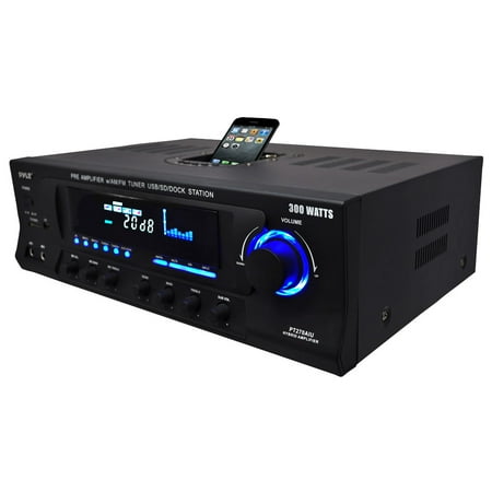 New Pyle Pro PT270AIU 300W Home Amplifier Receiver Stereo iPod Dock AM/FM USB/SD