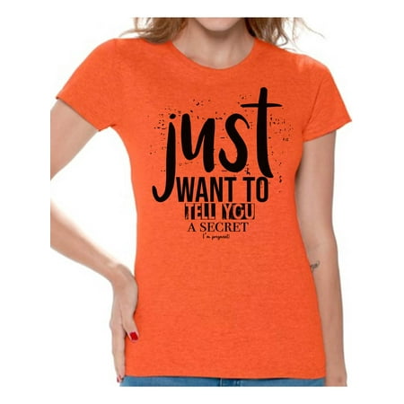 Awkward Styles Pregnancy Clothes for Ladies Womens Pregnancy Announcement T-Shirt I Just Want To Tell You a Secret Tshirt for Women I'm Pregnant Shirts Pregnancy T-Shirt for Her Pregnancy Reveal (Best App To Resell Clothes)