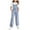 Light Blue, variant on Girls Denim Bib Overalls Bow Patchwork Straight Leg Adjustable Straps Jumpsuit Trendy Baggy Dungarees Jean Pants With Pockets 6-14 Years