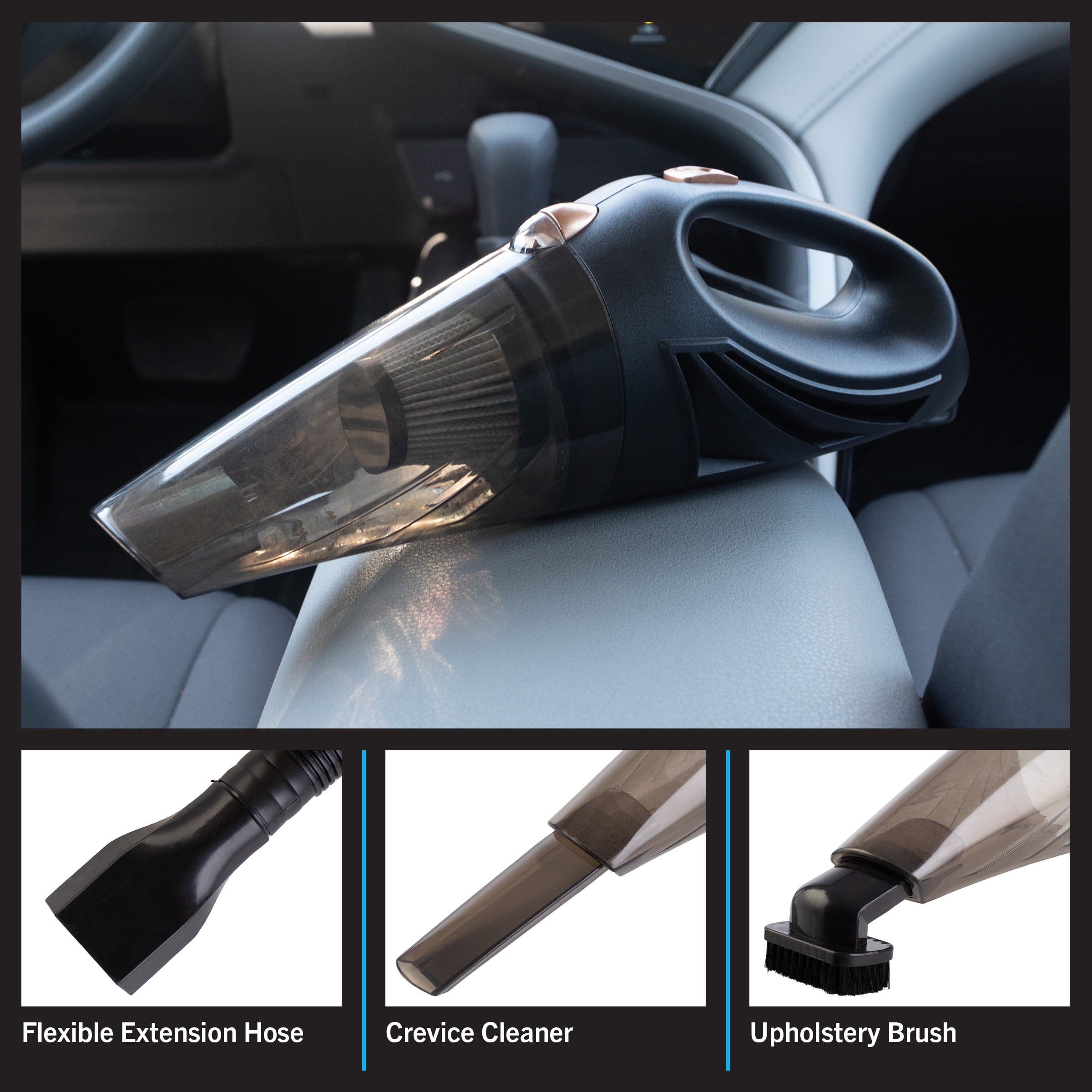 Stalwart 12V Car Vacuum with Detailing Attachments and 16ft AUX Cord