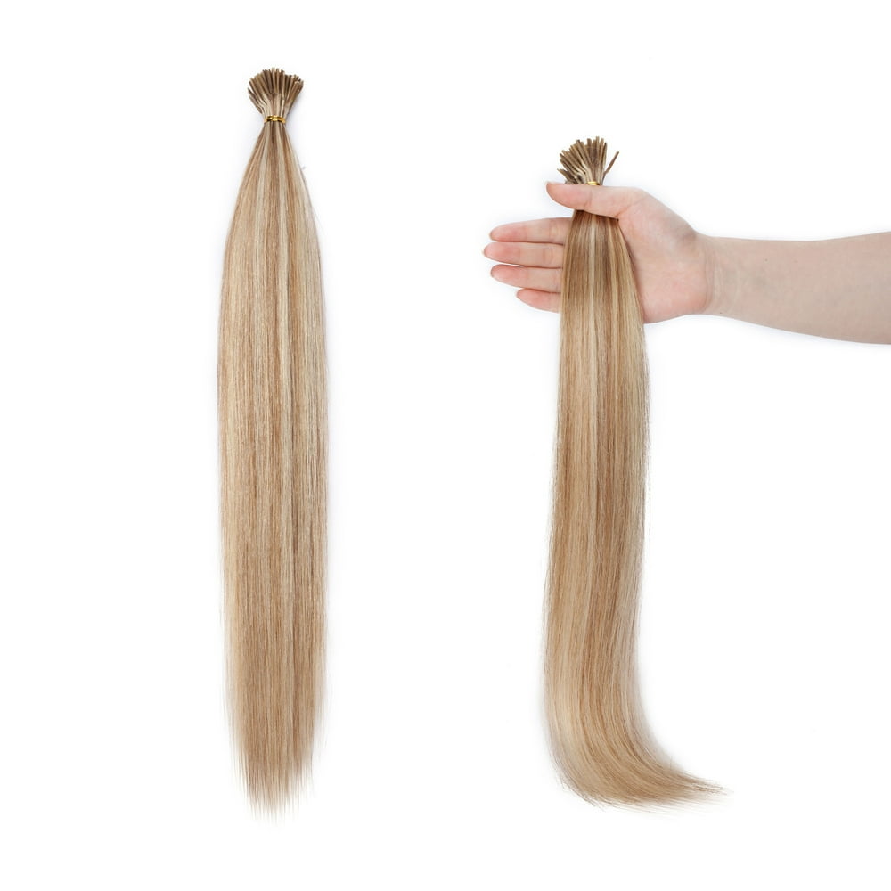Snoilite I Tip Hair Extensions 100 Strands Pre Bonded Stick Tip Keratin Real Remy Human Hair