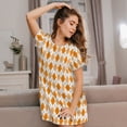 thumbnail image 3 of Kdxio Orange argyle Pattern Womens Short Sleeve Sleepshirt Scoopneck Cute Nightdress Ruffle Comfy Nightgown, 3 of 6