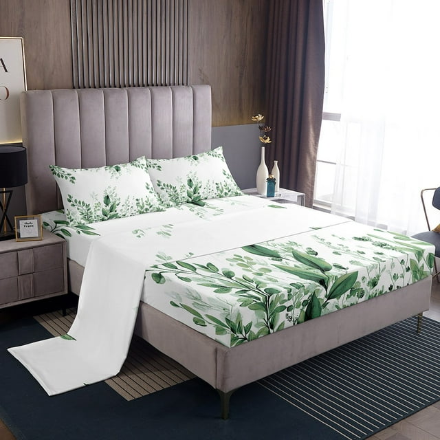 Erosebridal Tree Leaves Full Sheet Sets,Tree Branches Bedding Full Size,Botanical Decor,Lightweight,4pcs