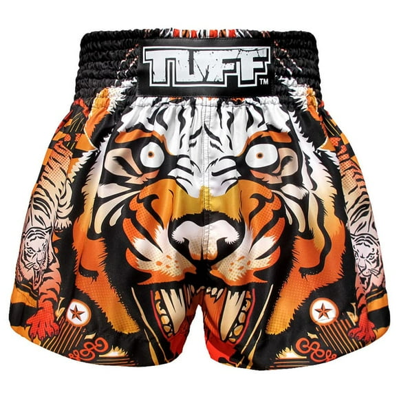 Tuff Sport Boxe Muay Thai Tiger Kick Arts Martiaux Entraînement Gym Shorts, Orange Tiger, Petit