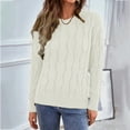 thumbnail image 3 of Vedolay Cute Tops for Women 2023 Trendy Fall Fashion Knit Ribbed Stripe Crop Pullover Sweater,Beige XL, 3 of 4