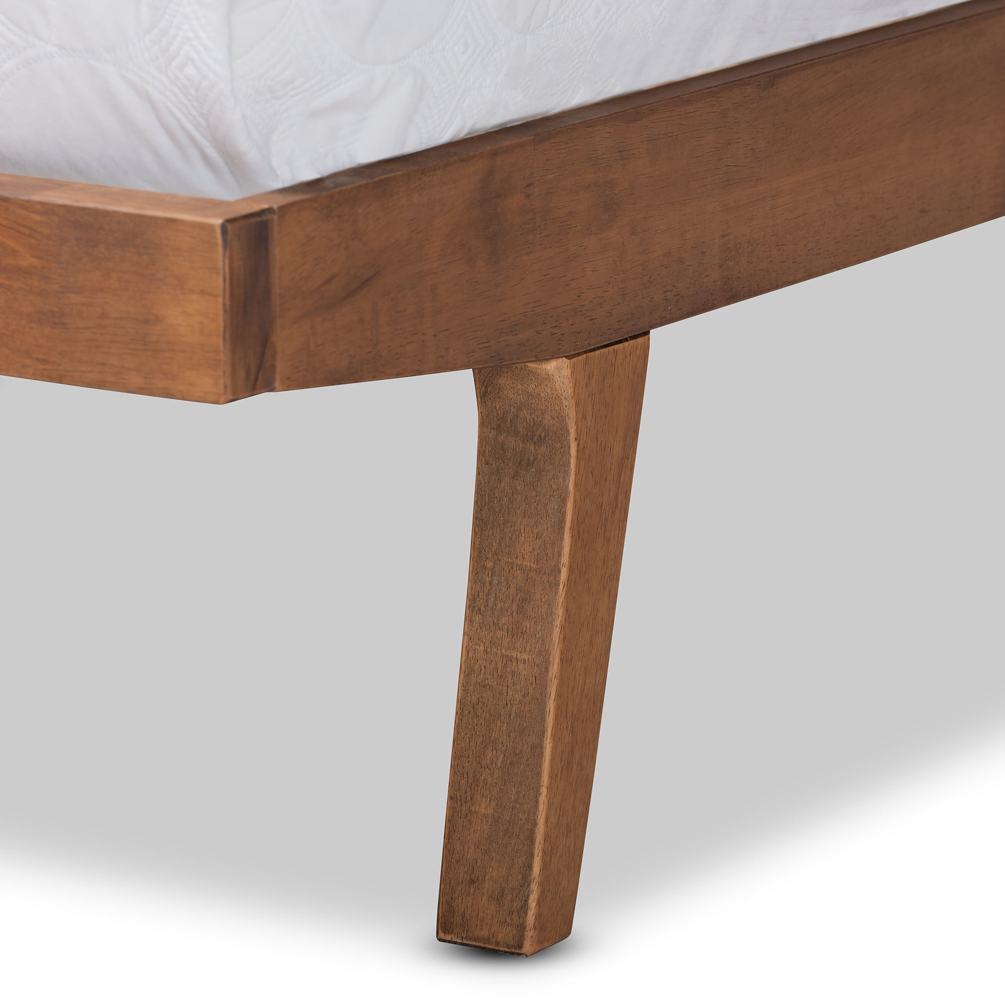 Baxton Studio Jarlan Modern and Contemporary Transitional Gray Fabric Upholstered and Walnut Brown Finished Wood Queen Size Platform Bed
