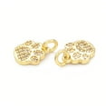 thumbnail image 2 of 20pcs Rack Plating Brass Micro Pave Clear Cubic Zirconia Charms with Jump Ring Cadmium Free & Lead Free Long-Lasting Plated Dog Paw Print Charm Real 18K golden Plated 11x9.5x2mm Hole: 3mm, 2 of 3