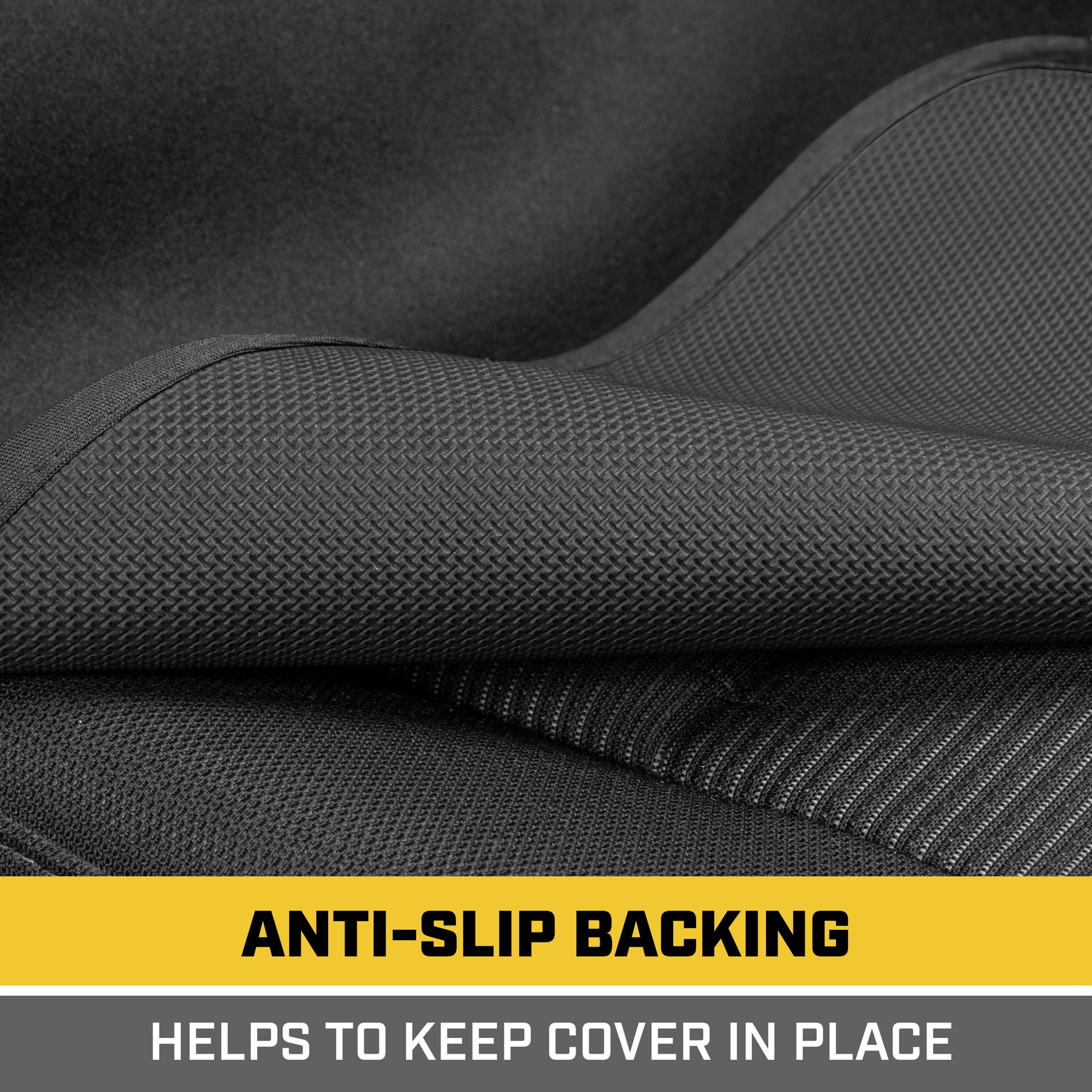 Caterpillar Waterproof Automotive Seat Cover for Cars Trucks and SUVs, 1 Piece  Durable Neoprene Seat Protector for Front Seats, Black Car Seat Cover with Black Trim