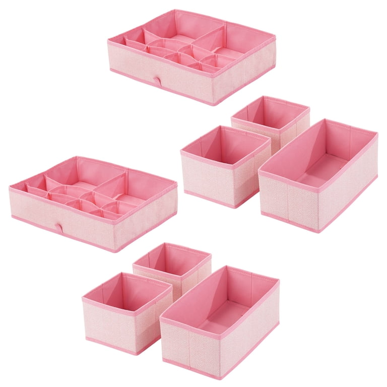 mDesign Fabric Nursery Divided Drawer Storage Bin, 2 Pack - Pink  display picture 1