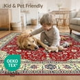 thumbnail image 4 of ODIKA 8'x10' Washable Area Rug Boho Vintage Inspired Medallion With Floral Scroll And Border for Living Room, Under Sectional, Family , Durable, Non-Slip, 4 of 7