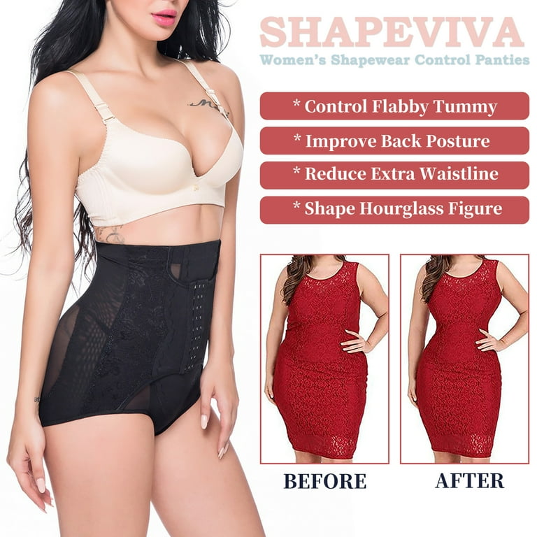 SHAPEVIVA Butt Lifter Panties Body Shaper for Women Hip Enhancer Hi-waist  Tummy Control Shapewear Shorts 