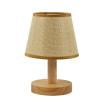 Small Bedside Table Lamp, Wooden Bedroom Lamp with Linen Shade, Mini Desk Night Light for Bedroom, Living Room Brown