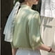 thumbnail image 4 of Blusa de manga corta con cuello de correa para mujer, camisa con colgante para ir al trabajo, 2023, 4 of 4