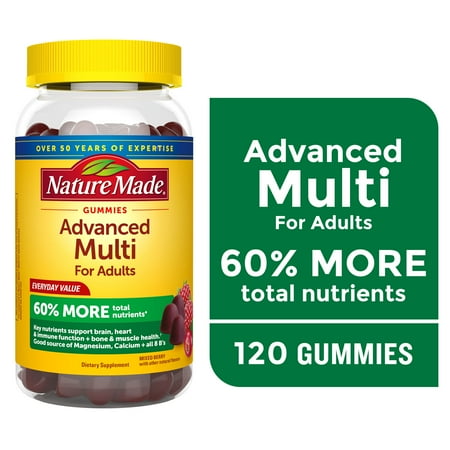 Nature Made Advanced Multivitamin Gummies with Magnesium, Calcium & B Vitamins, 120 Count