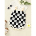 thumbnail image 2 of Bagilaanoe Newborn Baby Girl Knitted Rompers Checkerboard Print Sleeveless Bodysuits 3M 6M 12M 18M 24M Infant Casual One Piece Short Jumpsuit, 2 of 8