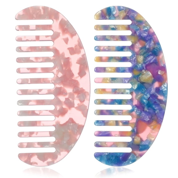 2 Pcs Mini Wide Tooth Comb, Pocket Portable Small Comb Hair Combs Wig Combs Handleless Wide-tooth Travel Combes Mini Detangling Wide for Women Bangs Curly Wavy Long Wet Dry Daily Hair Care
