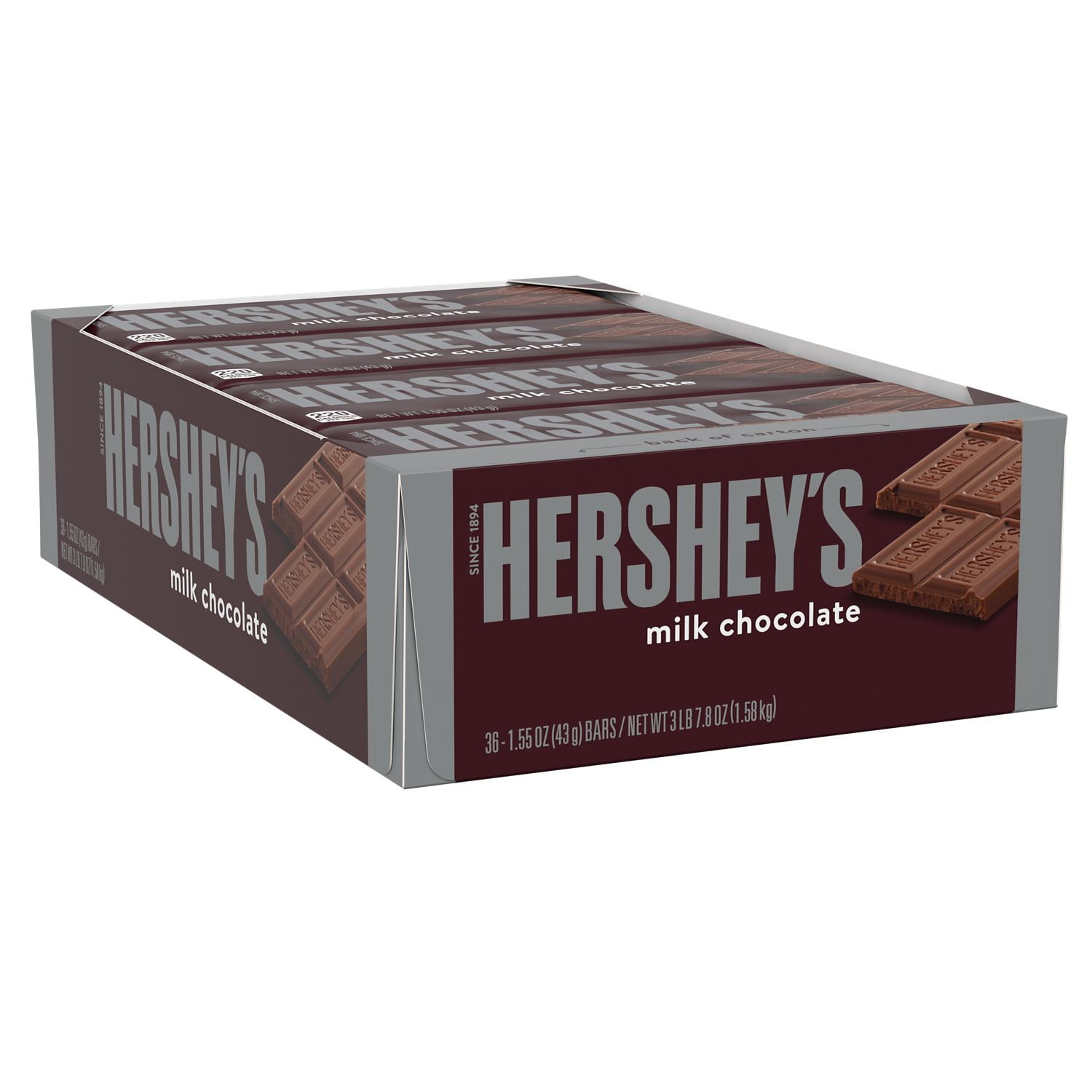 HERSHEY'S Milk Chocolate Candy, Bulk Candy, 1.55 oz, Bars (36 ct
