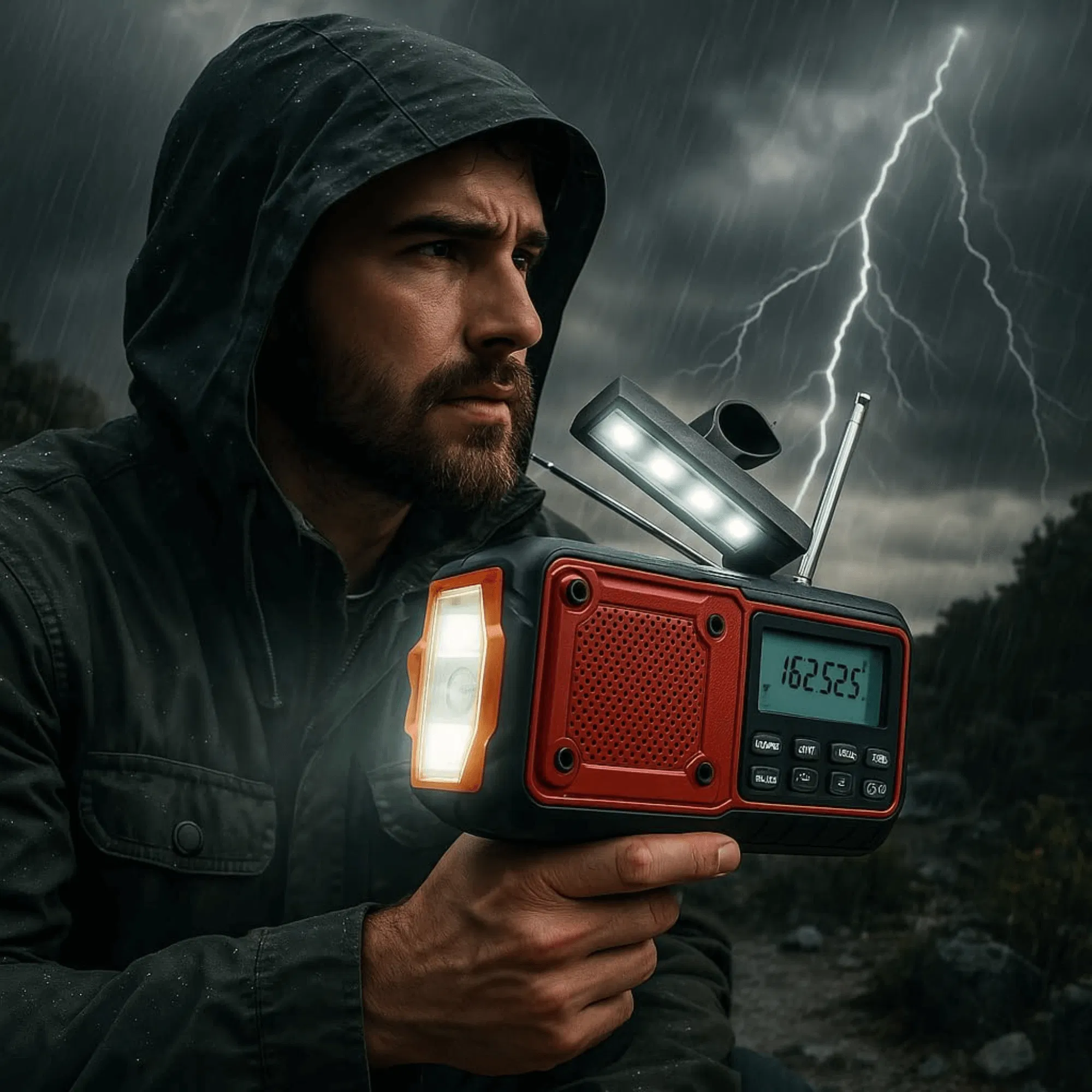 Multifunctional radio, multi-power emergency radio and NOAA, with built-in rechargeable battery, solar panel and hand-crank, suitable for emergencies and outdoor use