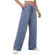 thumbnail image 2 of Pantalones Deportivos Anchos de Cintura Alta para Mujer, Holgados y con Cordón, A para Adolescentes Azul L, 2 of 10