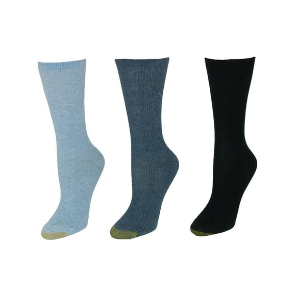 Gold Toe Non Binding Ribbed Crew Socks (3 Pair Pack) (Women's)