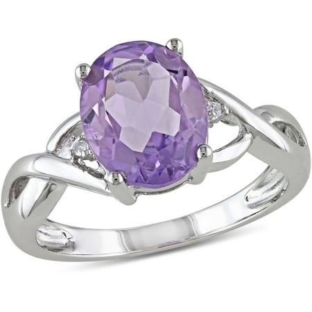 2-1/5 Carat T.G.W. Amethyst and Diamond-Accent 10kt White Gold Cocktail Ring