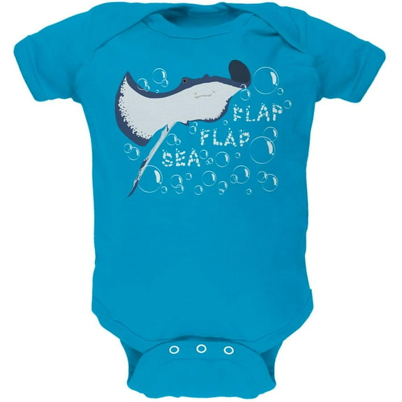 Sea Flap Flap Stingray Turquoise Soft Baby One Piece - 6 month