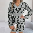 thumbnail image 6 of Lovskoo Sweater Dress for Women Trendy Casual Long Sleeve Bodycon Dress V-Neck Ladies Print Outing Dresses Gray, 6 of 8