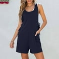thumbnail image 2 of ZyeKqe Women Sleeveless Romper Short Overalls Loose Back Adjustable Summer Casual Jumpsuit with Pockets, 2 of 6