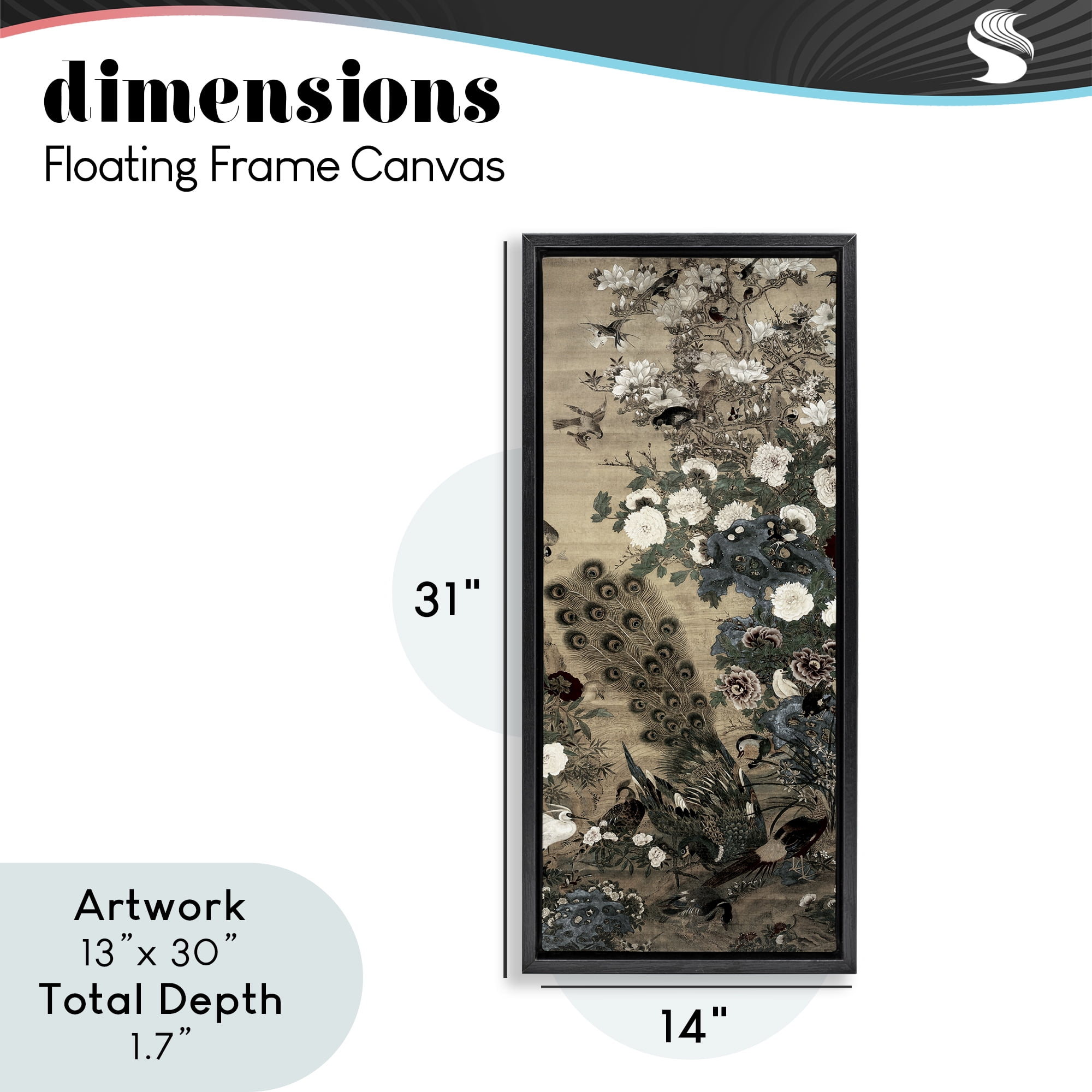 Ornate Silk And Moonlight Black Framed Floater Canvas Wall Art, design by Vintage Hustle