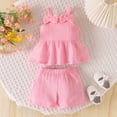 thumbnail image 2 of Xyant Infant Baby Girl Clothes Toddler Girl Summer Outfits Sleeveless Solid Color Tank Top Shirt Shorts Set Cute Toddler Clothes for Girls (Pink,2-3 Years), 2 of 7