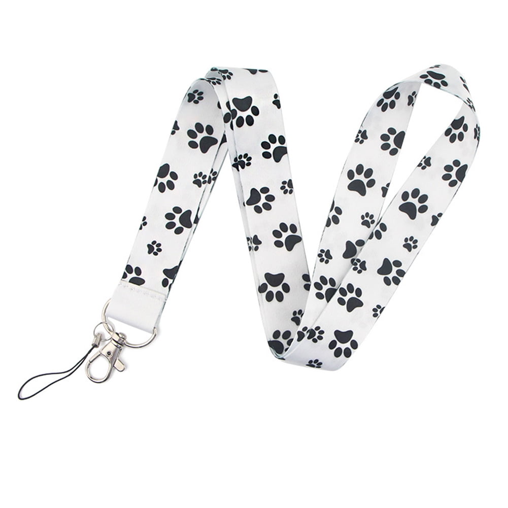 PinMarts Blue and White Paw Print School Mascot Sports Lanyard w/ Safety Release