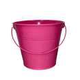 thumbnail image 4 of Charmed Colored Mini Metal Buckets - 3-Pack Colorful Tin Pails with Handles, Small-Sized for The Beach, Party Favors, Easter, Candy, or Garden; 5.25"X3.75"X4.75"; Hot Pink color, 4 of 6