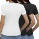 thumbnail image 4 of Camiseta básica de manga corta ajustada para mujer: camiseta de poliéster ajustada, top informal de verano, tallas S-XXL, estampado floral, apta para múltiples ocasiones, 4 of 6