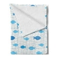 thumbnail image 2 of Fish Soft Flannel Fleece Blanket, Fish Net with Polka Dots Abstract Animal Silhouettes Nature Inspired Image, Cozy Plush for Indoor and Outdoor Use, 60" x 80", Blue Pale Blue White, by Ambesonne, 2 of 5