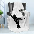 thumbnail image 4 of Youth Soft Flannel Fleece Blanket, Freehand Drawing Style Basketball Player Jumping Athlete Training Artwork, Cozy Plush for Indoor and Outdoor Use, 60" x 80", Cinnamon Black White, by Ambesonne, 4 of 5