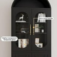thumbnail image 4 of 73" Tall Arched Kitchen Pantry Cabinet, Modern Metal Farmhouse Storage Cabinets, Steel Cabinet with Glass Doors and Adjustable Shelves, Living Room, Dining Room and Office, Black, 4 of 9