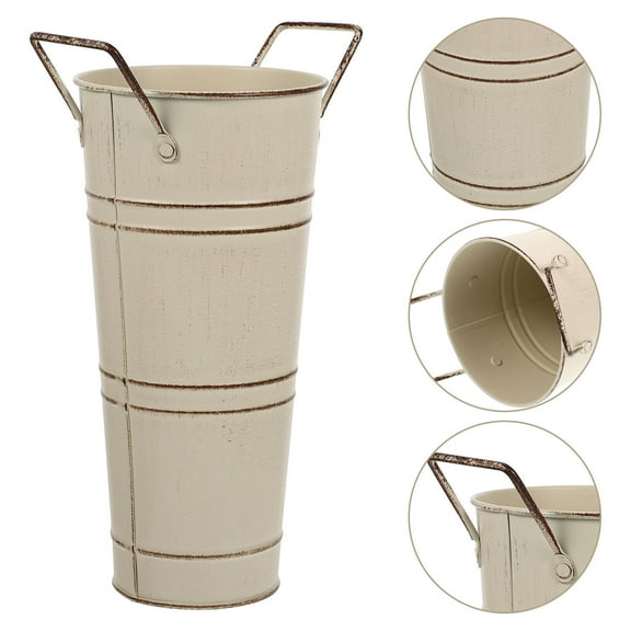 GOOHOCHY  Large for Flowers Retro Tin Bucket Cabinet Flowerpot