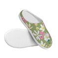 thumbnail image 3 of Rateoe Flowers And Buds Print Women's Men's Cotton Knit Slippers Lightweight Memory Foam Indoor House Shoes with Anti-Skid Sole-44/45, 3 of 7