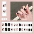 thumbnail image 2 of Prensa brillante en las uñas Uñas postizas cortas y cuadradas con diamantes de imitación brillantes Pegamento de color puro negro en las uñas Patrón de estrellas Uñas lindas Uñas a, 2 of 5