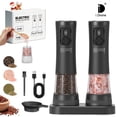thumbnail image 1 of Juego de Molinillos Eléctricos para Sal y Pimienta - Recargable por USB - Estilo Moderno Duradero - Grano Ajustable con Luz LED, Muelas Automáticas Rellenables para Pimienta Negra y Sal Marina, 1 of 8