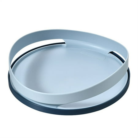 

Turntable Organizer for Snack Kitchen Round Plastic Rotating Tray with Handle Blue